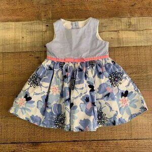 Carters just one you baby toddler girls blue and white striped floral dress - 6M